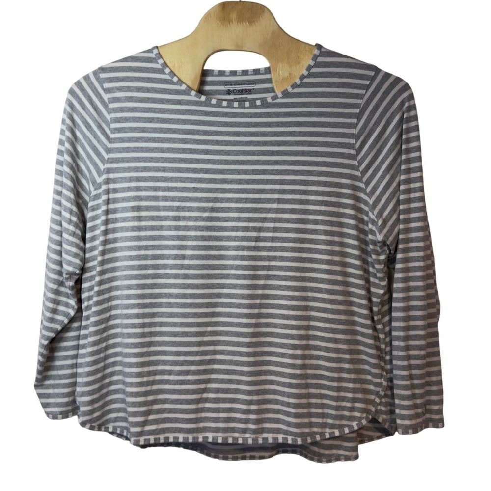 Coolibar Heyday Side Split Shirt Size XL Striped UPF 50+ Lightweight Breathable